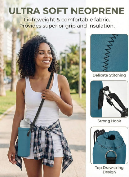 AUPET Water Bottle Bag Carrier,24oz/32oz Insulated Neoprene bottle Sling Holder Case Pouch Cover for 1000ML/750ML Bottles with Shoulder Strap for walking