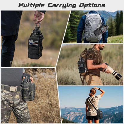 32 oz Insulated Water Bottle with Sleeve - Tactical Stainless Steel Gym Water Bottles for Men, Sports Water Bottle for Hiking Camping Outdoor with Camo Pouch