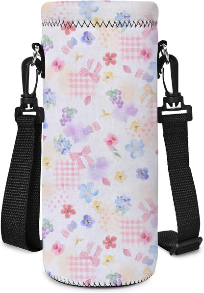 Neoprene 500ML/750ML/1000ML Water Bottle Bag Carrier, Portable Insulated Bottle Sling Holder Case Pouch with Adjustable Shoulder Strap for Men Women Walking Hiking Running