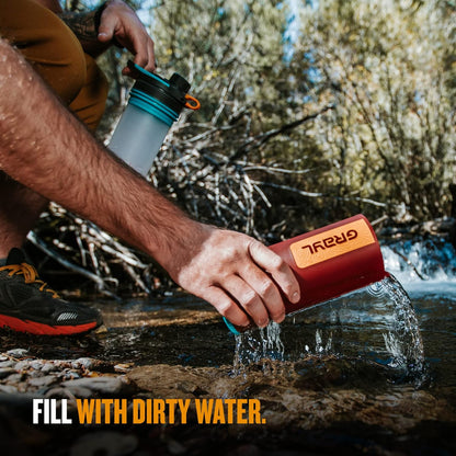 GRAYL GeoPress 24 oz Water Purifier Bottle - Filter for Hiking, Camping, Survival, Travel (Bali Blue)