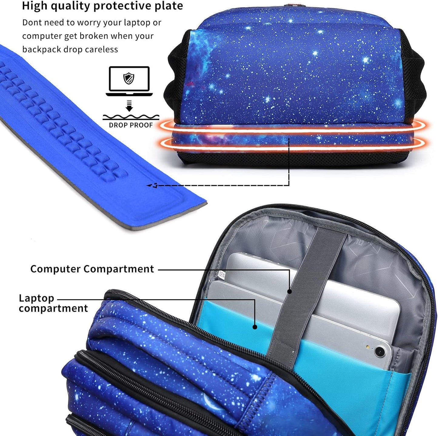 DUSLANG 17 Inch Laptop Backpack for Travel Water Resistant College Backpack for Men/Women Laptop Bag with USB Charging Port,Black - Colors A