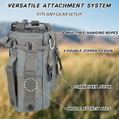 Water Bottle Holder with Strap - Tactical Insulated Water Bottle Sleeve with MOLLE System Water Bottle Cover Cross-Body Pouch for Walking Hiking Camping Gym 32oz&40oz