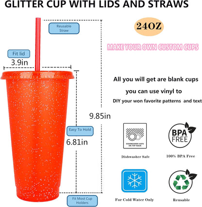 Suertestarry Tumbler with Straw and Lid,Water Bottle Iced Coffee Travel Mug Cup,Reusable Plastic Cups,Perfect for Parties,Birthdays,24oz-5 Pack (Rainbow, 5pack)