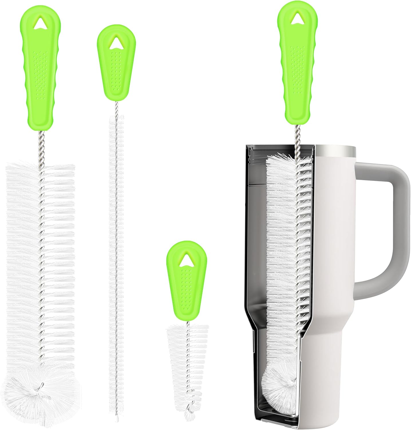 Rnoafmu Bottle Brush Cleaner Set of 3, 14 in Long Handle Water Bottle & Straw Cleaner Brushes for Washing Tumblers, Baby Bottles, Cup Lid Cleaning Brush