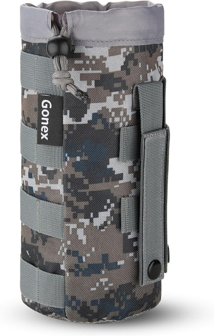 Gonex Tactical MOLLE Water Bottle Pouch, Drawstring Open Top & Mesh Bottom Travel Water Bottle Bag Hydration Carrier