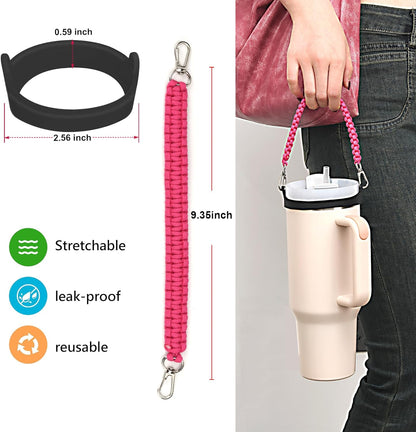 Wongeto Paracord Handle Strap for Stanley Cup - Heavy Duty Compatible with Stanley 40oz 30oz Tumbler, Stanley Cup Accessories