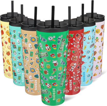 BJPKPK 22oz Insulated Tumbler With lid And Straw Stainless Steel Tumblers Travel Coffee Mug Reusable Thermal Cup,Sky