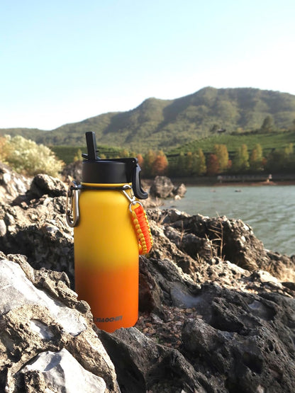 KXIAOCHEN Insulated Water Bottle With Strap, Cold For 48 Hrs Leak Proof, Triple Wall Stainless Steel Sports Water Bottle With Straw And Spout Lid For Gym Hiking Travel