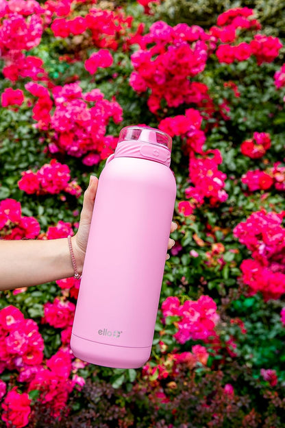 Ello Cooper 22oz Stainless Steel Water Bottle with Straw and Carry Handle, Double Walled and Vacuum Insulated Metal, Leak Proof Locking Lid with Soft Silicone Spout, Reusable, BPA Free, Lilac