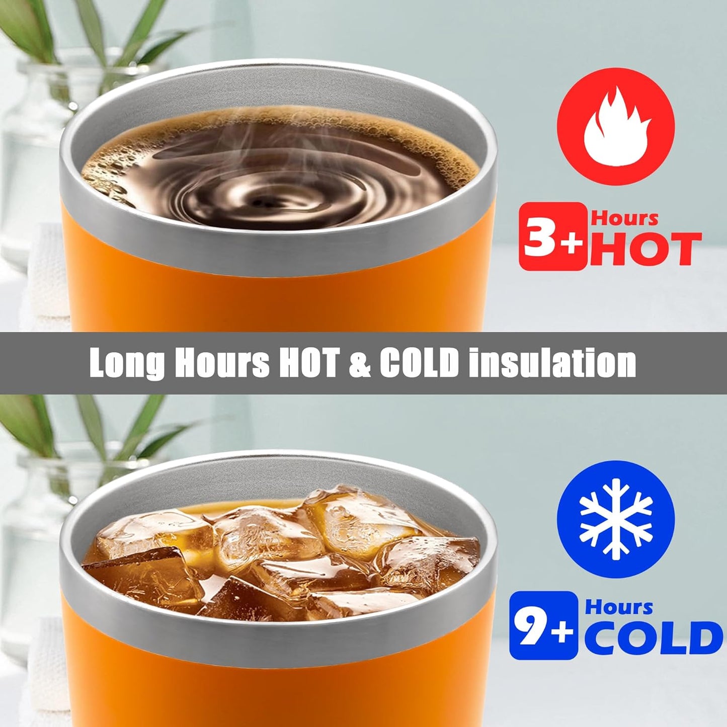 20 oz Tumbler Coffee Travel Tumblers Bulk with Lid Stainless Steel Double Wall Vacuum Insulated Mug Powder Coated Cups fit Car Cupholder for Hot and Cold - Stainless Steel, 4Pack