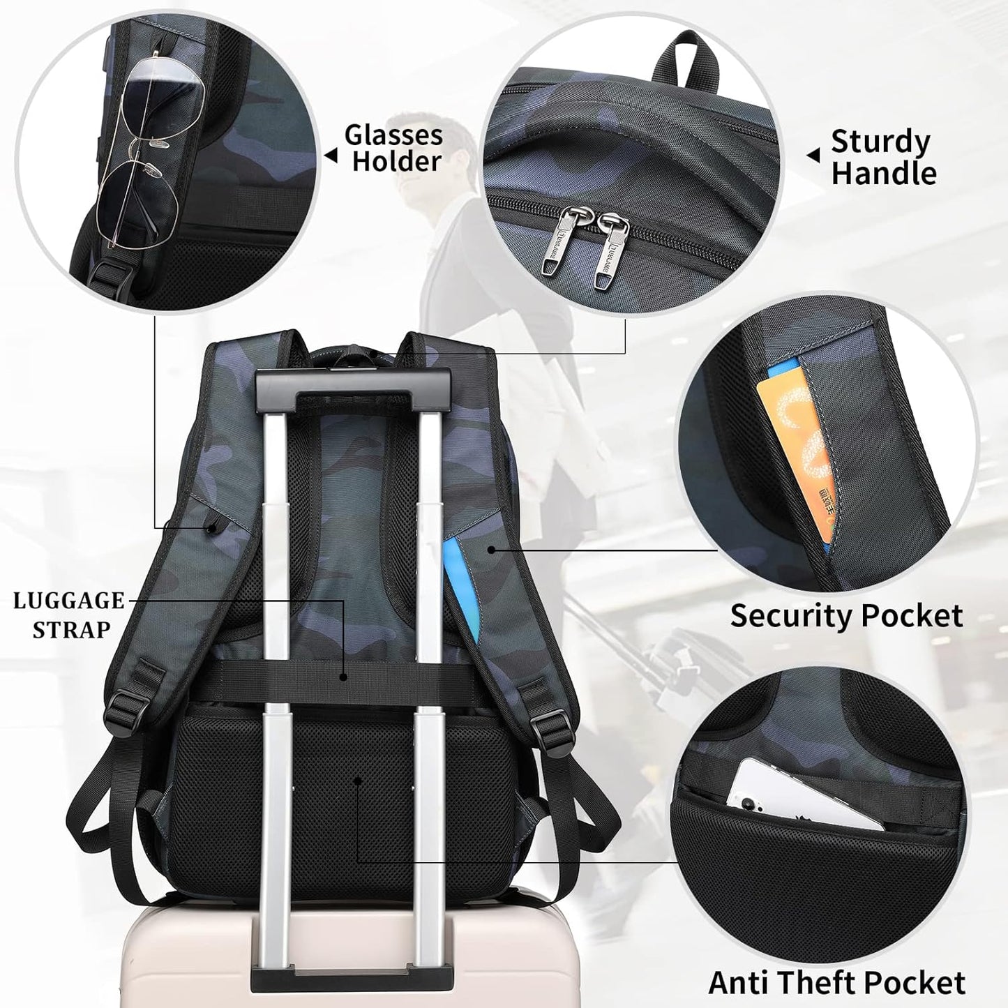 DUSLANG 17 Inch Laptop Backpack for Travel Water Resistant College Backpack for Men/Women Laptop Bag with USB Charging Port,Black - Colors B
