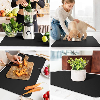 WISELIFE Dish Drying Mat Super Absorbent Drying Mat Large Dish Drying Mats for Kitchen Counter Easy Clean Dish Mat Kitchen Drying Mat15"x 18" Stylish Grey