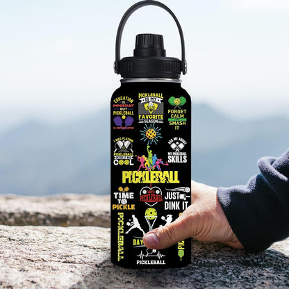 Pickleball Water Bottle 32oz Stainless Steel Insulated Vaccum with Lid, Pickleball Gifts for Pickleball Players, Pickleball Lovers, Women Girls Ladies