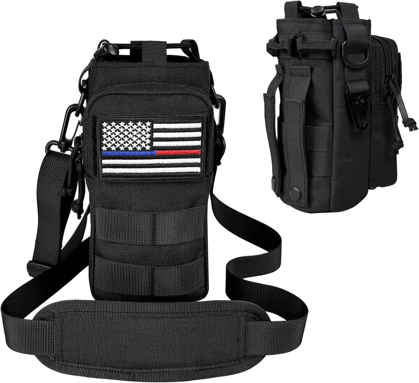 Water Bottle Holder with Strap - Tactical Insulated Water Bottle Sleeve with MOLLE System Water Bottle Cover Cross-Body Pouch for Walking Hiking Camping Gym 32oz&40oz
