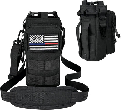 Water Bottle Holder with Strap - Tactical Insulated Water Bottle Sleeve with MOLLE System Water Bottle Cover Cross-Body Pouch for Walking Hiking Camping Gym 32oz&40oz
