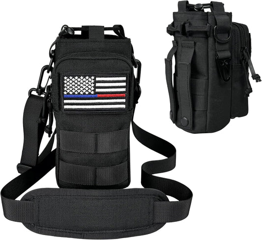 Water Bottle Holder with Strap - Tactical Insulated Water Bottle Sleeve with MOLLE System Water Bottle Cover Cross-Body Pouch for Walking Hiking Camping Gym 32oz&40oz