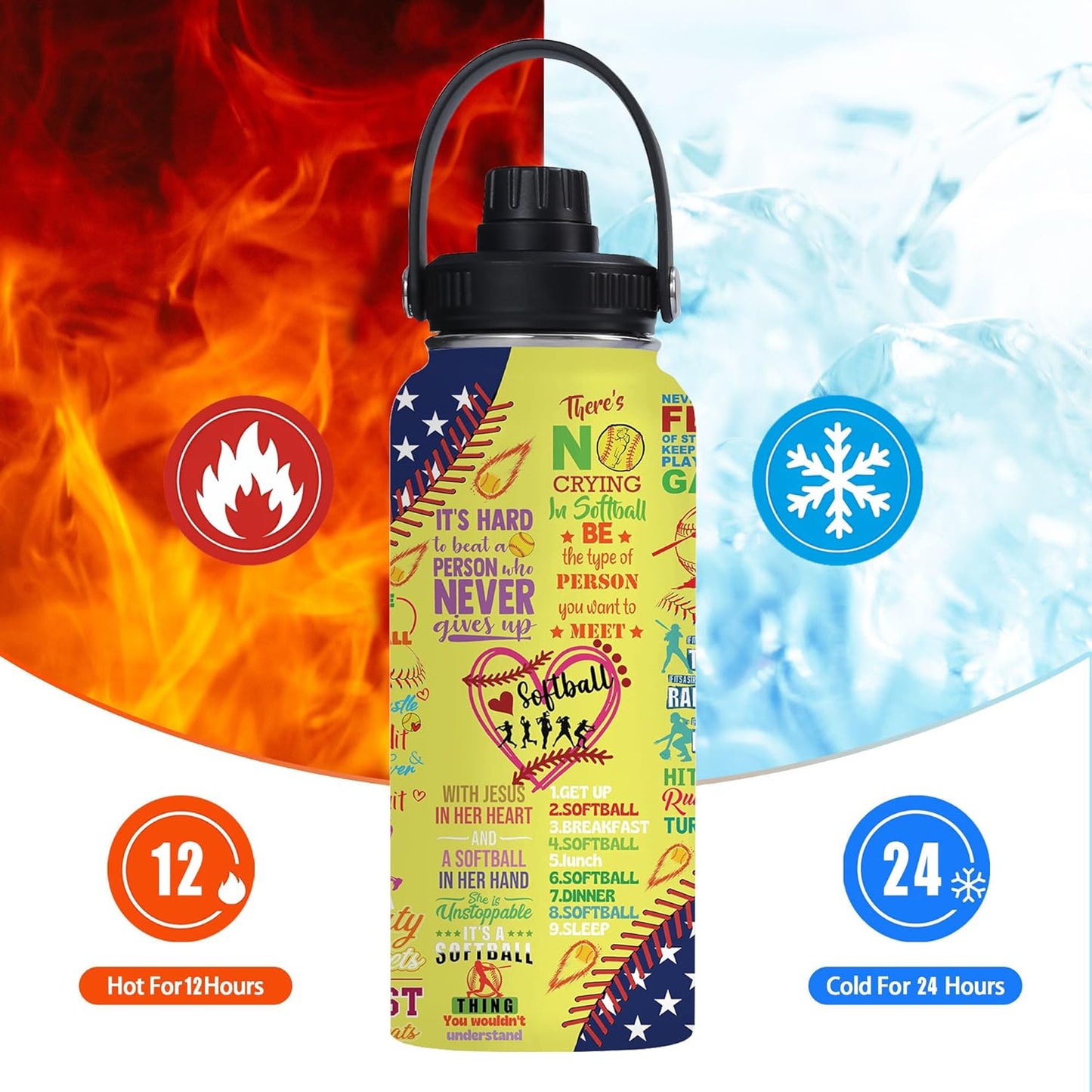 Pickleball Water Bottle 32oz Stainless Steel Insulated Vaccum with Lid, Pickleball Gifts for Pickleball Players, Pickleball Lovers, Women Girls Ladies