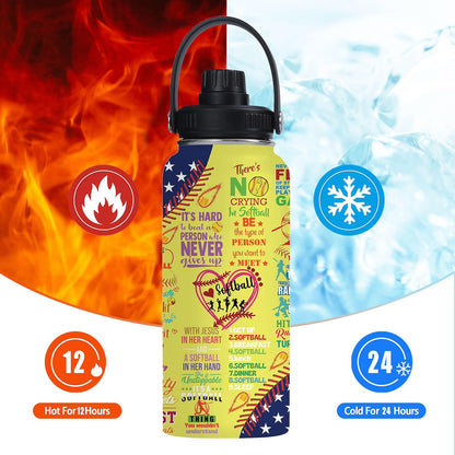Pickleball Water Bottle 32oz Stainless Steel Insulated Vaccum with Lid, Pickleball Gifts for Pickleball Players, Pickleball Lovers, Women Girls Ladies