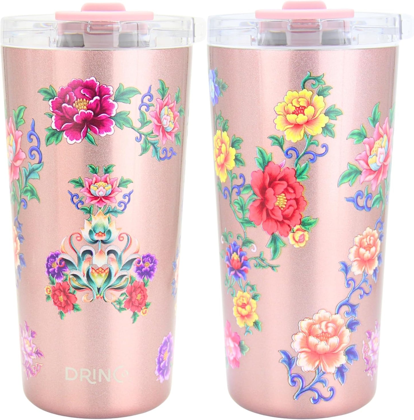 Drinco - 20 oz Stainless Steel Tumbler | Double Walled Vacuum Insulated Mug With Lid, 2 Straws, For Hot & Cold Drinks (20oz Dragonfly)