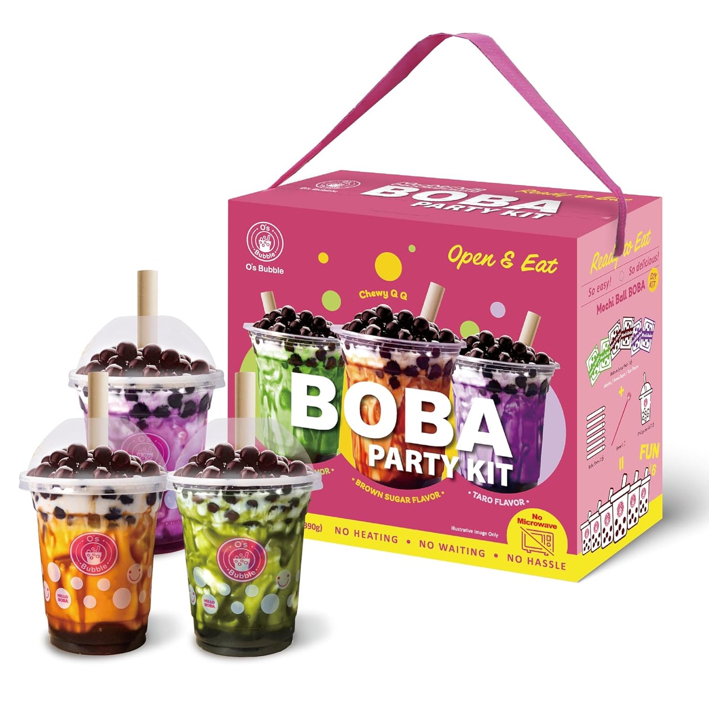 O's Bubble Boba Tea Kit - Bubble Tea Kit - All in One Boba Kit - Boba Kit for Kids - 6 Servings Includes Cups, Straws, Stirrer (Party Kit Variety Pack Upgrade) (Mixed Fruit)