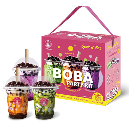 O's Bubble Boba Tea Kit - Bubble Tea Kit - All in One Boba Kit - Boba Kit for Kids - 6 Servings Includes Cups, Straws, Stirrer (Party Kit Variety Pack Upgrade) (Mixed Fruit)