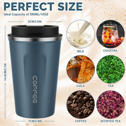 MOMSIV 12oz Travel Mug, Insulated Coffee Cup with Leakproof Lid, Travel Coffee Mug Vacuum Stainless Steel Double Walled Reusable Coffee Cup for Hot and Cold Water Coffee