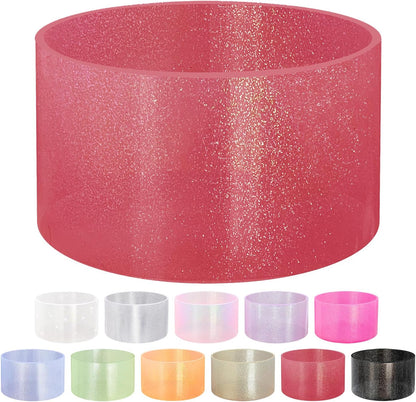 Jelly Luster Glitter Silicone Transparent Boot for Stanley 20-40oz, Compatible with Hydro Flask or Other Water Bottle Tumbler, 2.85-3.0 inch Protective Anti-Slip Bottom Sleeve Cover