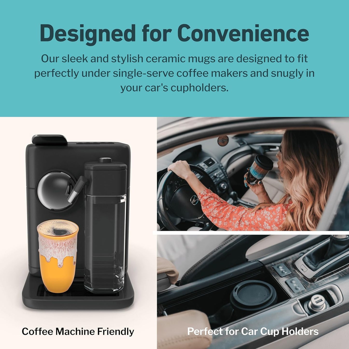 NOVA CERAMICS Coffee Tumbler – Travel Mug - On the Go Coffee Mug – Microwave & Dishwasher Safe Green Coffee Tumbler - Gifts For Women Men Him Her – 16oz – Monsoon