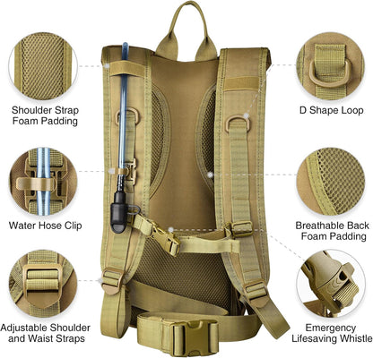 NOOLA Hydration Backpack with 3L TPU Water Bladder, Tactical Molle Water Backpack for Men Women, Hydration Pack for Hiking, Biking, Running and Climbing