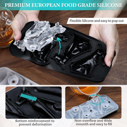 Koluti Nonstick Silicone 9 Ice Cubes Freezer Tray with Plastic Lid, 2-Pack Water Bottle Long Narrow Stick Ice Cube Mold Maker, Ideal for Sport Bottles, Cocktail and Whisky, Dishwasher Safe & BPA Free