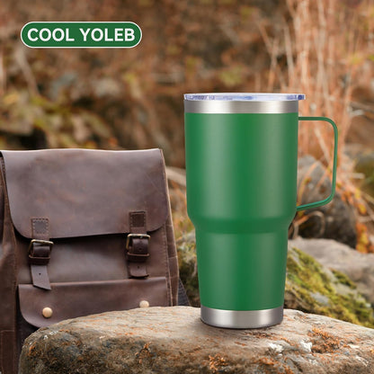 30 oz Tumbler with Handle and Lid, Stainless Steel Tumblers Double Wall Vacuum Insulated Travel Mug Leak Proof Cup Keep Drinks Cold and Hot Black, 1 Pack