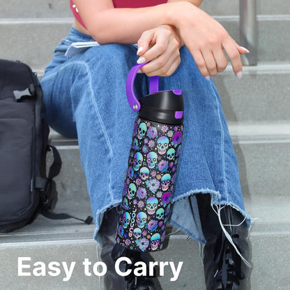 ENCOOL Leakproof Insulated Water Bottle with Straw Dual-Sip Water Bottle Bag-Safe Design for Work, Commute & Gym – Keeps Drinks Cold All Day, 24 oz, Lemonade Pink - Colors A