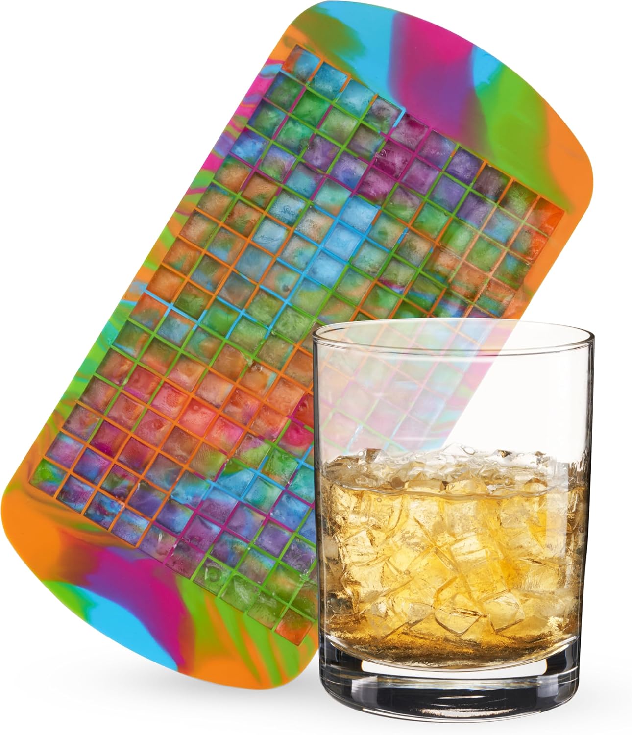 Host Ice Cube Tray, Makes Four 5-Inch Long Cubes, Durable Silicone Trays with Easy Release Design, Perfect for Water Bottles and Highball Glasses, Home Bar Accessories, Set of 1, Marble