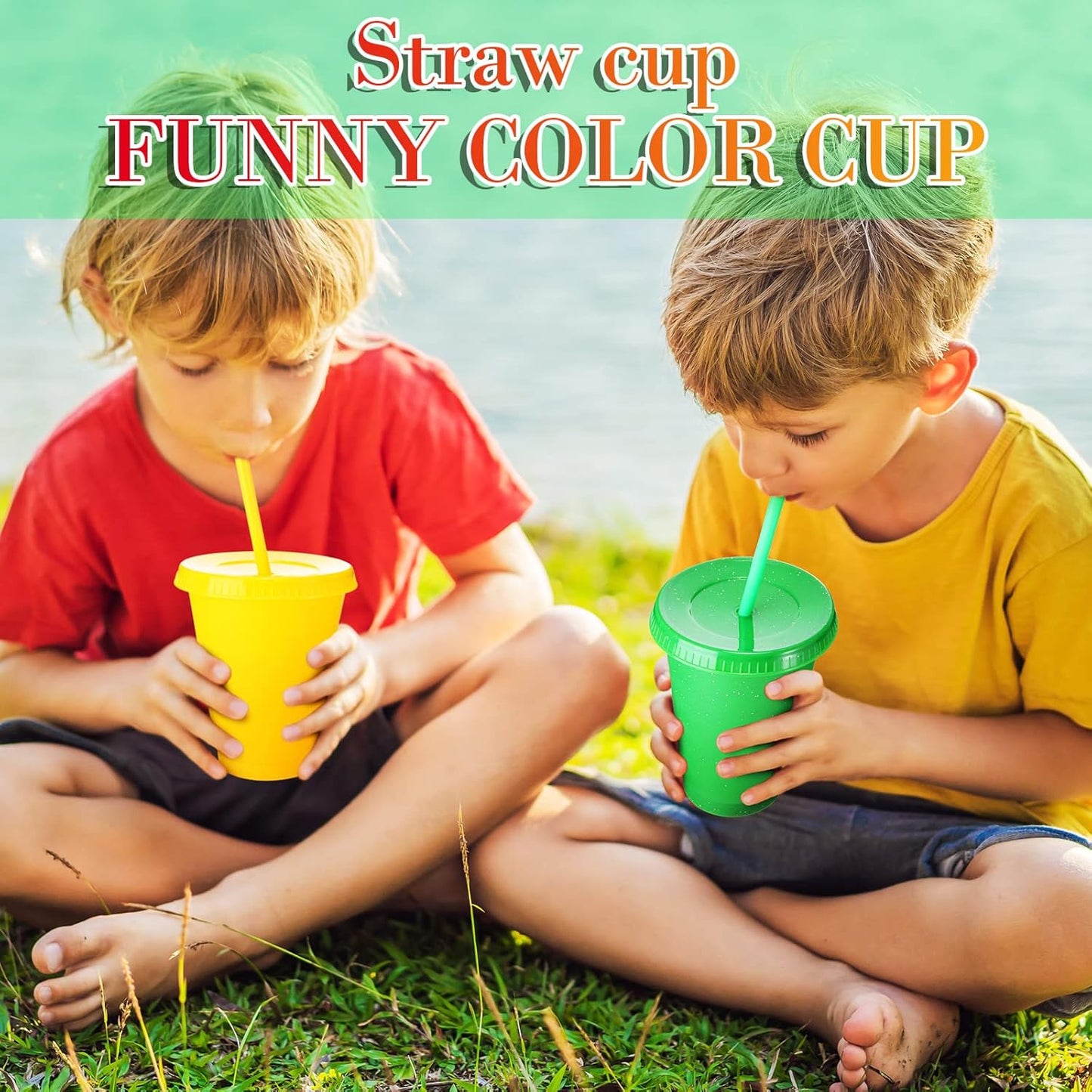 Sieral 30 Pack Cups with Lids and Straws Kids Tumbler with Straw Reusable Water Bottle Iced Coffee Travel Mug Adults Plastic Cups for Parties 16 oz (Candy Colors)