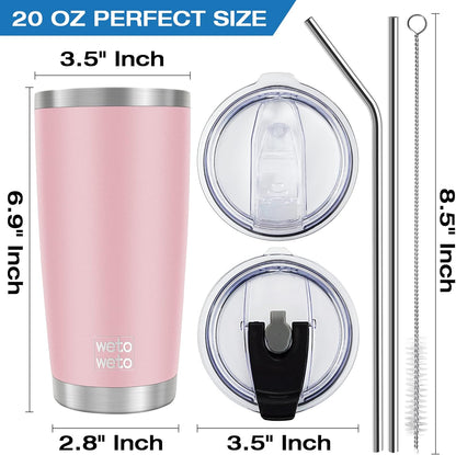 WETOWETO 20oz Tumbler, Stainless Steel Vacuum Insulated Coffee Travel Mug, Double Wall Powder Coated Insulated Coffee Mug Travel Mug with Lid Thermal Cup for Outdoor (Navy Blue, 1 Pack)