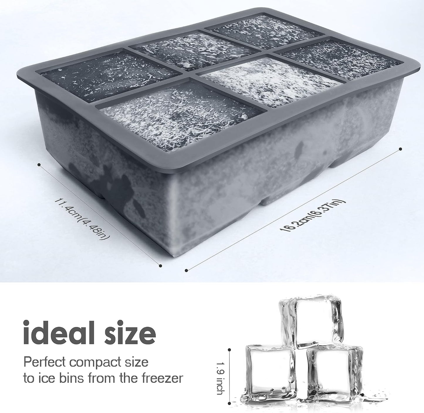 Excnorm Silicone Ice Cube Trays 3 Pack - Large Size Silicone Ice Cube Molds with Leak Proof Removable Lid Square Ice Cube Tray And BPA Free for Cocktail,Whiskey, Stackable Flexible Ice