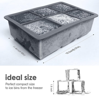 Excnorm Silicone Ice Cube Trays 3 Pack - Large Size Silicone Ice Cube Molds with Leak Proof Removable Lid Square Ice Cube Tray And BPA Free for Cocktail,Whiskey, Stackable Flexible Ice