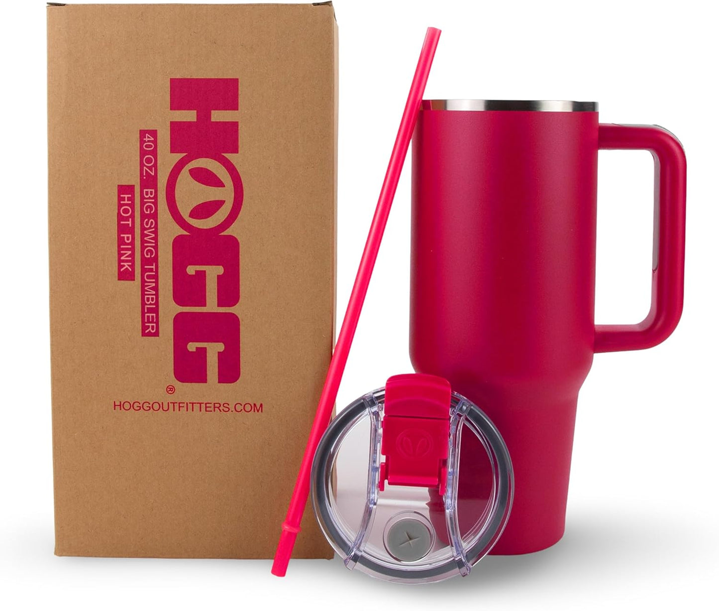 Hogg Big Swig 40 oz Tumbler with Handle and Straw - Red, 40oz Insulated Stainless Steel, Water Tumbler with Straw, Water Cup with Handle, Versatile Leak Proof Lid
