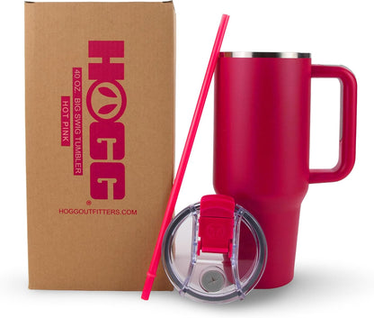 Hogg Big Swig 40 oz Tumbler with Handle and Straw - Red, 40oz Insulated Stainless Steel, Water Tumbler with Straw, Water Cup with Handle, Versatile Leak Proof Lid