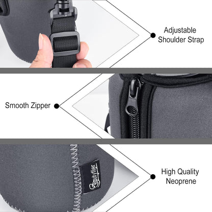 Beautyflier Neoprene Water Bottle Sleeve Insulator Cooler, Compatible with Nalgene Water Bottle 32 OZ, with Adjustable Shoulder Strap for Hydro Flask Wide Mouth Bottle 32oz, etc.