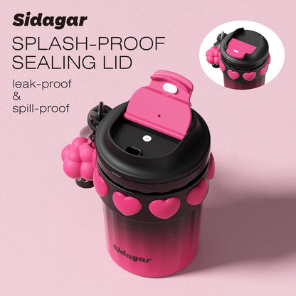 SDGA+ 12 oz Travel Coffee Mug Spill Proof Leak Proof, Stainless Steel Thermal Coffee Cup with Lid, Resuable Cup for Hot and Cold, Portable Tumbler for Women, Light Pink
