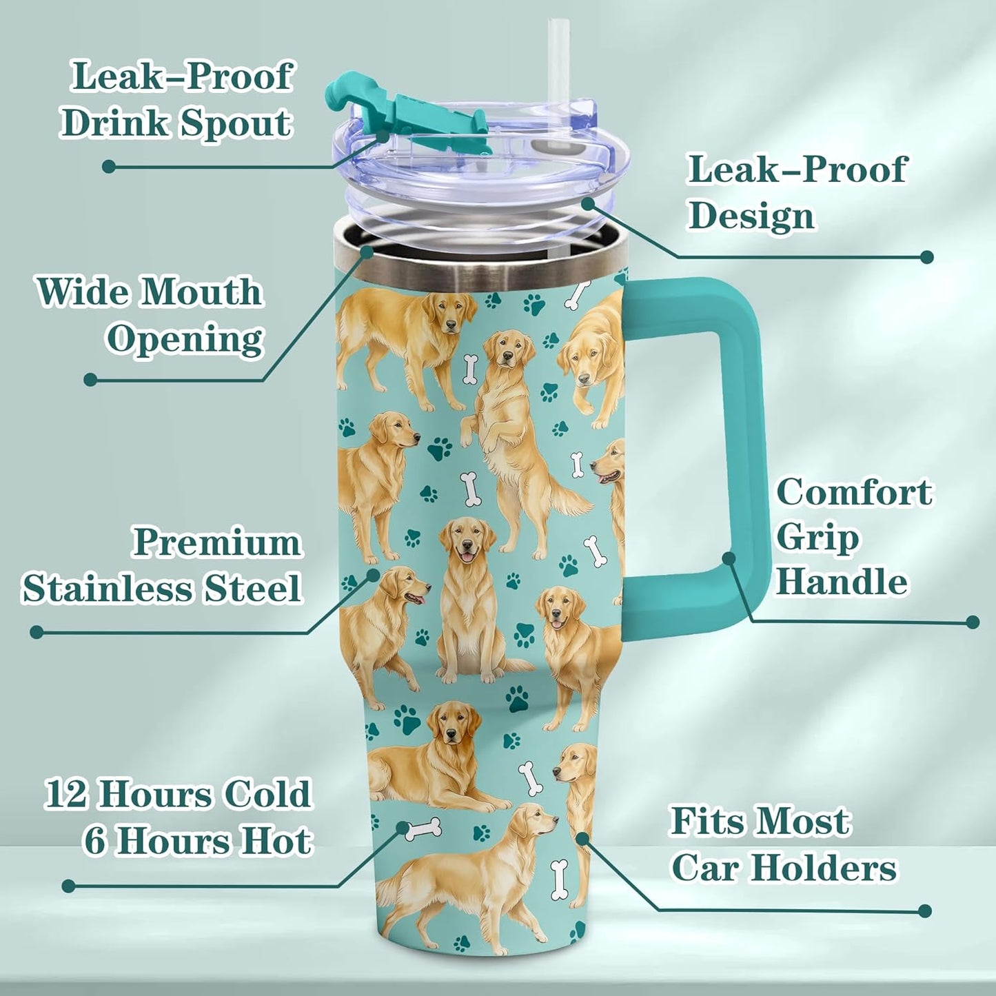 Beagle Gifts for Women Men, 40oz Stainless Steel Insulated Tumbler Travel Cup Mug, Funny and Unique Beagle Gifts for Dog Lover - Colors A