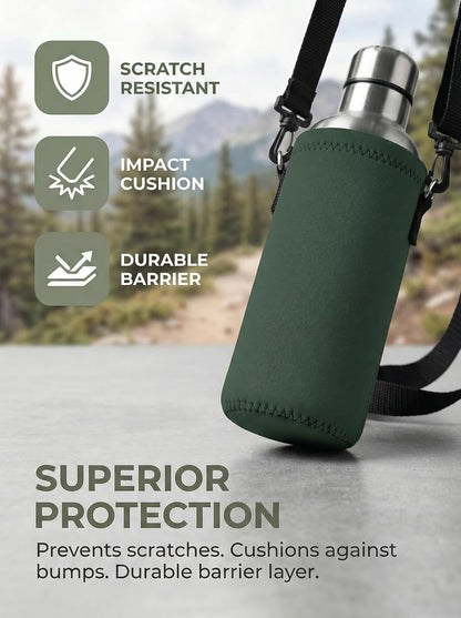 AUPET Water Bottle Sling Bag Carrier Crossbody Sleeve,Insulated Neoprene Bottle Case Holder Pouch Cover 500ML/17oz with Shoulder Strap for Walking Women Men