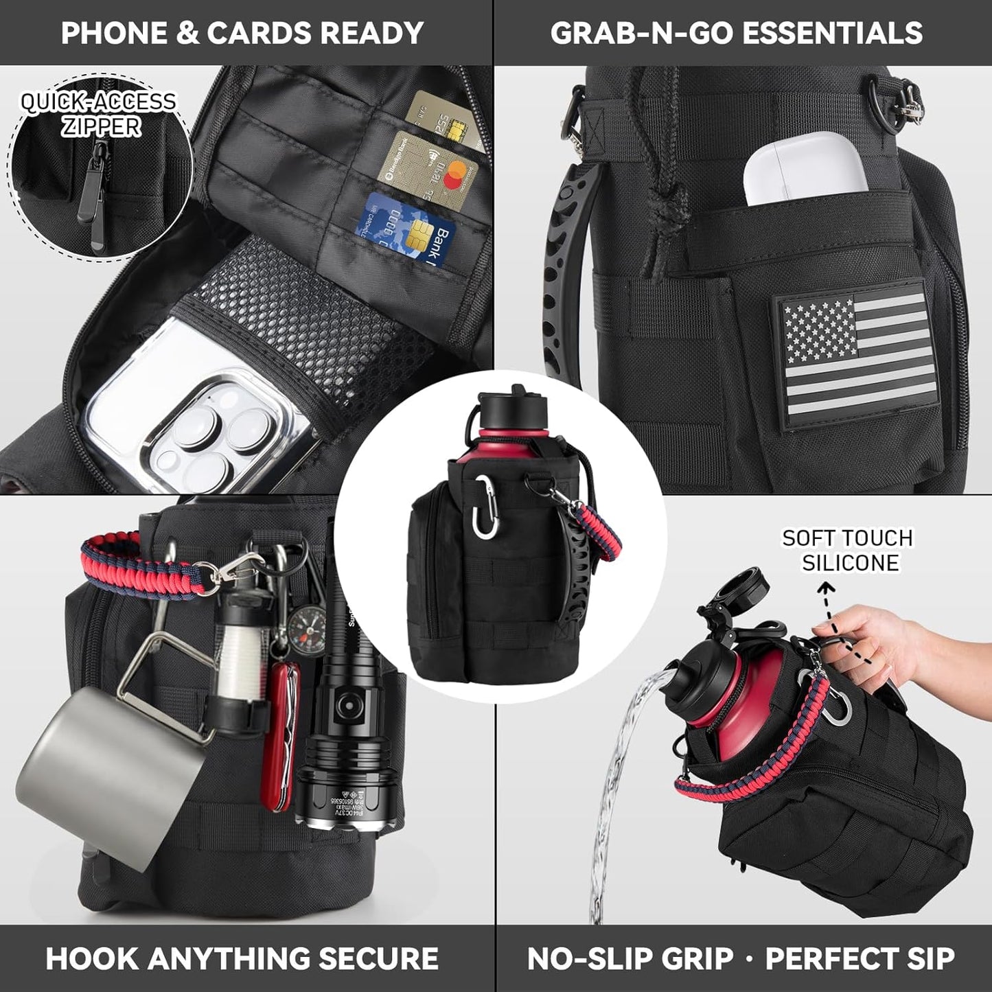 KXIAOCHEN Insulated Water Bottle With Strap, Cold For 48 Hrs Leak Proof, Triple Wall Stainless Steel Sports Water Bottle With Straw And Spout Lid For Gym Hiking Travel