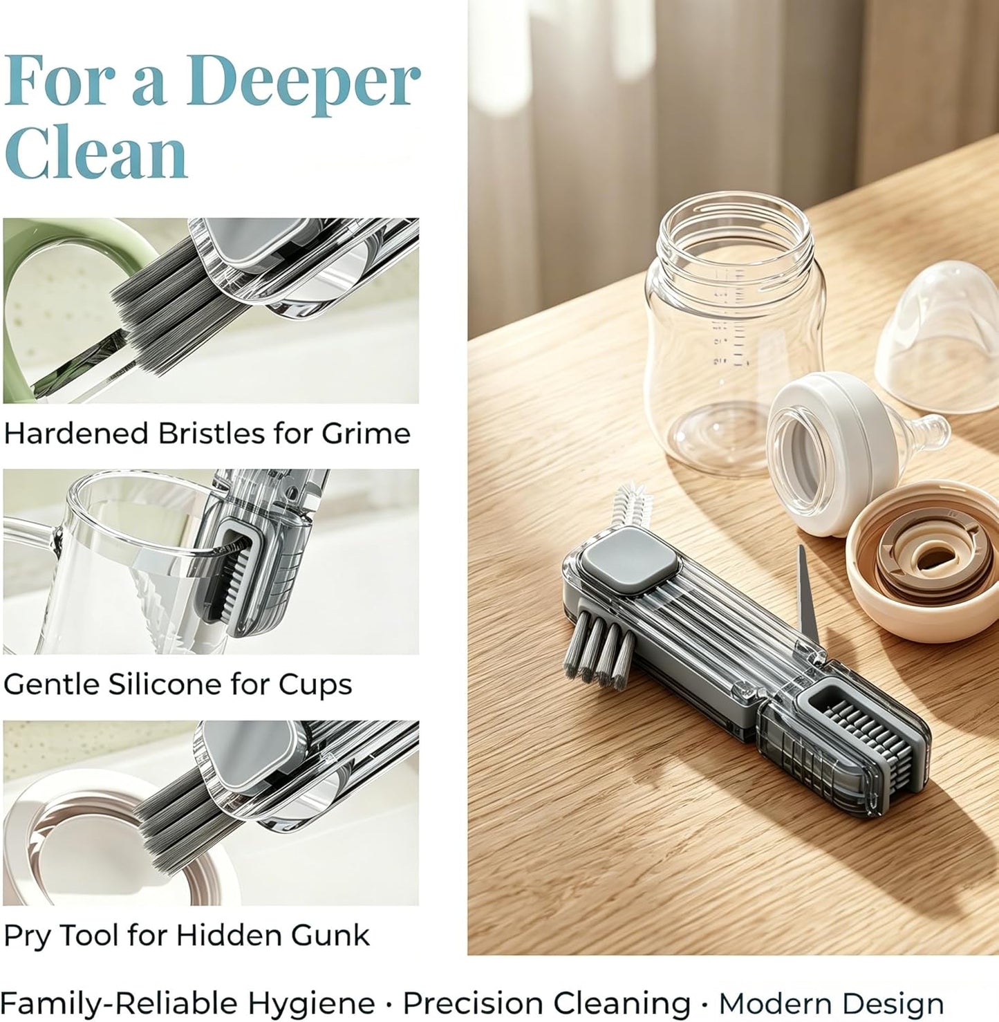 3 in 1 Cup Lid Gap Cleaning Brush Set, Multifunctional Insulation Bottle Cleaning Tools, Mutipurpose Tiny Silicone Cup Holder Cleaner, Home Kitchen Cleaning Tools