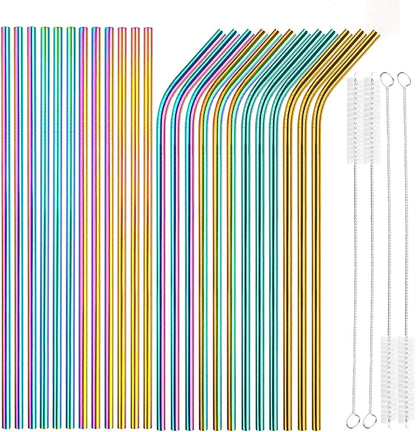 Tomorotec 8PCS 12" Stainless Steel Straws 4 Bent & 4 Straight Fit for 40oz Stanley Tumblers, Reusable Food-Grade Drinking Straws with Brush for Smoothies, Milkshakes, Iced Coffee, Dishwasher Safe