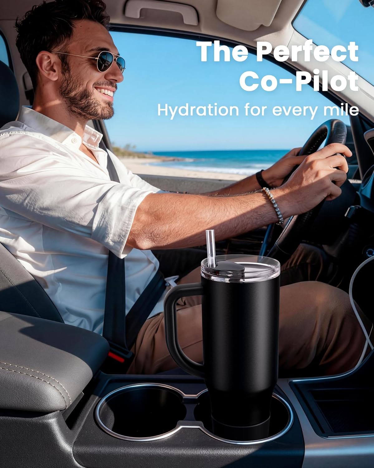 Renoj Insulated Mug 100% Leak Proof Insulated Water Bottle for Iced Coffee & Hot Drinks - Fits Car Cup Holder, Ideal Gift, 2 Straws & Silicone Boot - SnapShift Pink 32 oz