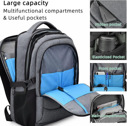 DUSLANG 17 Inch Laptop Backpack for Travel Water Resistant College Backpack for Men/Women Laptop Bag with USB Charging Port,Black - Colors B