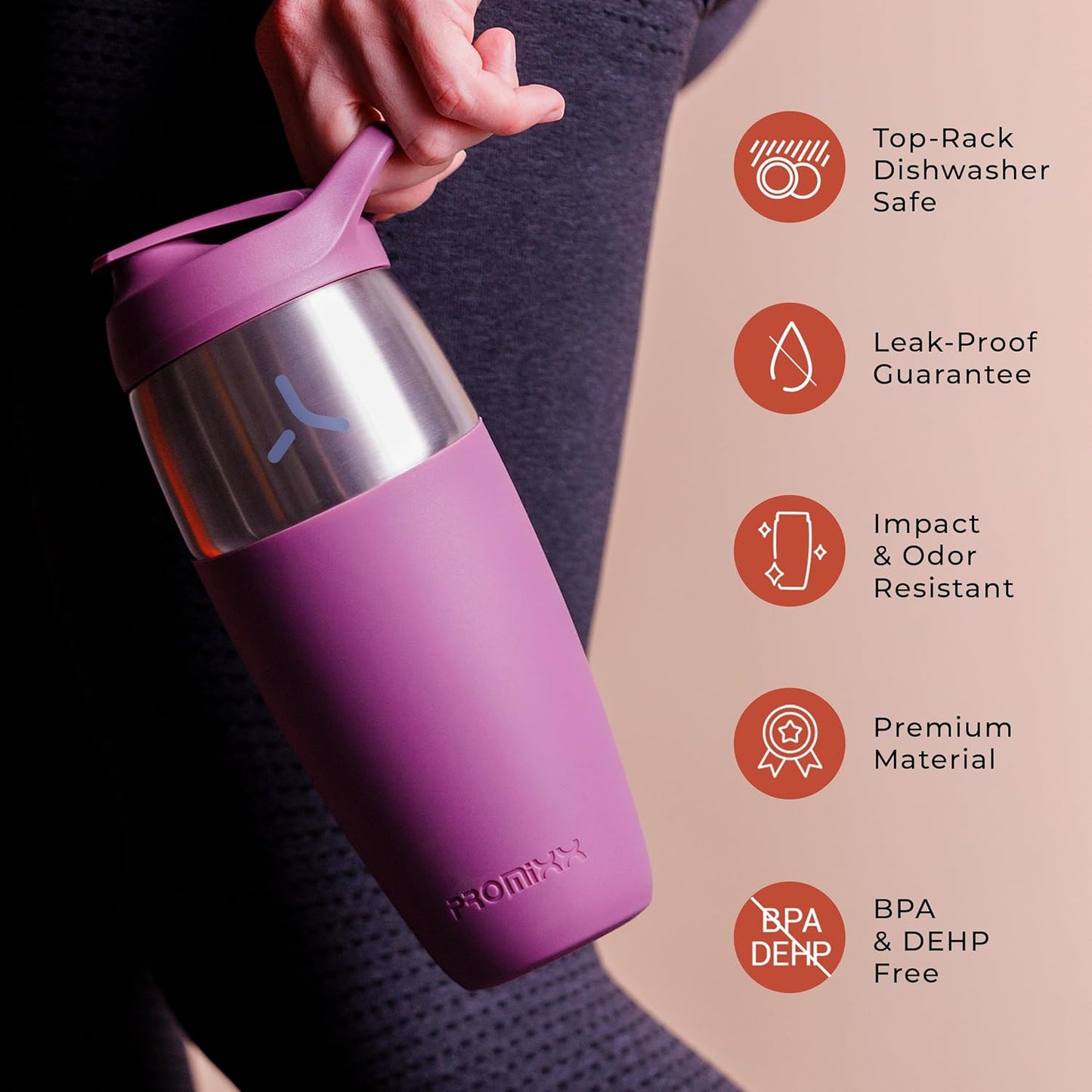 32oz Stainless Steel Protein Shaker Bottle – Leak-Proof Metal Shaker Cup with Snap-Fit Agitator for Smooth, Clump-Free Shakes – BPA-Free, Odor Resistant, Easy to Clean