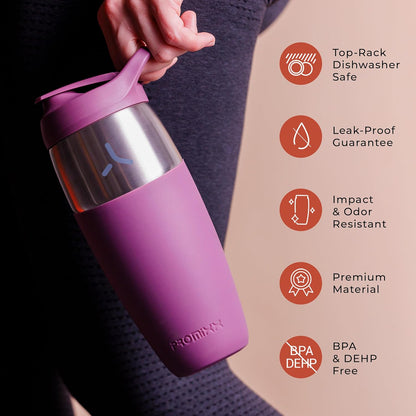 32oz Stainless Steel Protein Shaker Bottle – Leak-Proof Metal Shaker Cup with Snap-Fit Agitator for Smooth, Clump-Free Shakes – BPA-Free, Odor Resistant, Easy to Clean